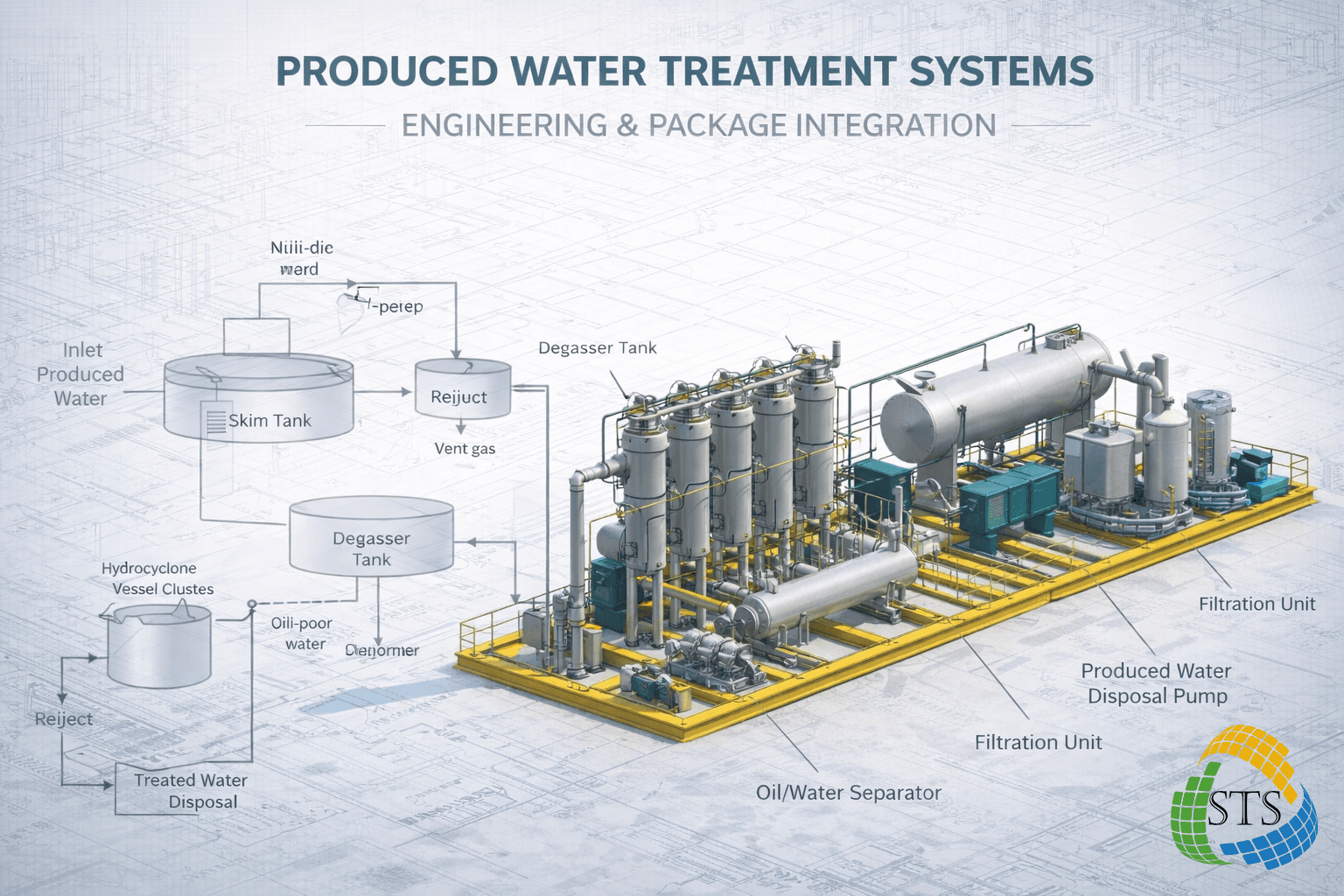 Produced water treatment system package engineering visual